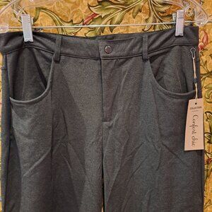 Dark grey black stretchy cargo pants with zipper Size Large
